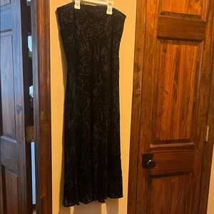 Elegant Black velvet floor length skirt